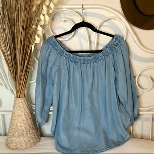 Neiman Marcus Splendid | Top | Off the Shoulder Chambray